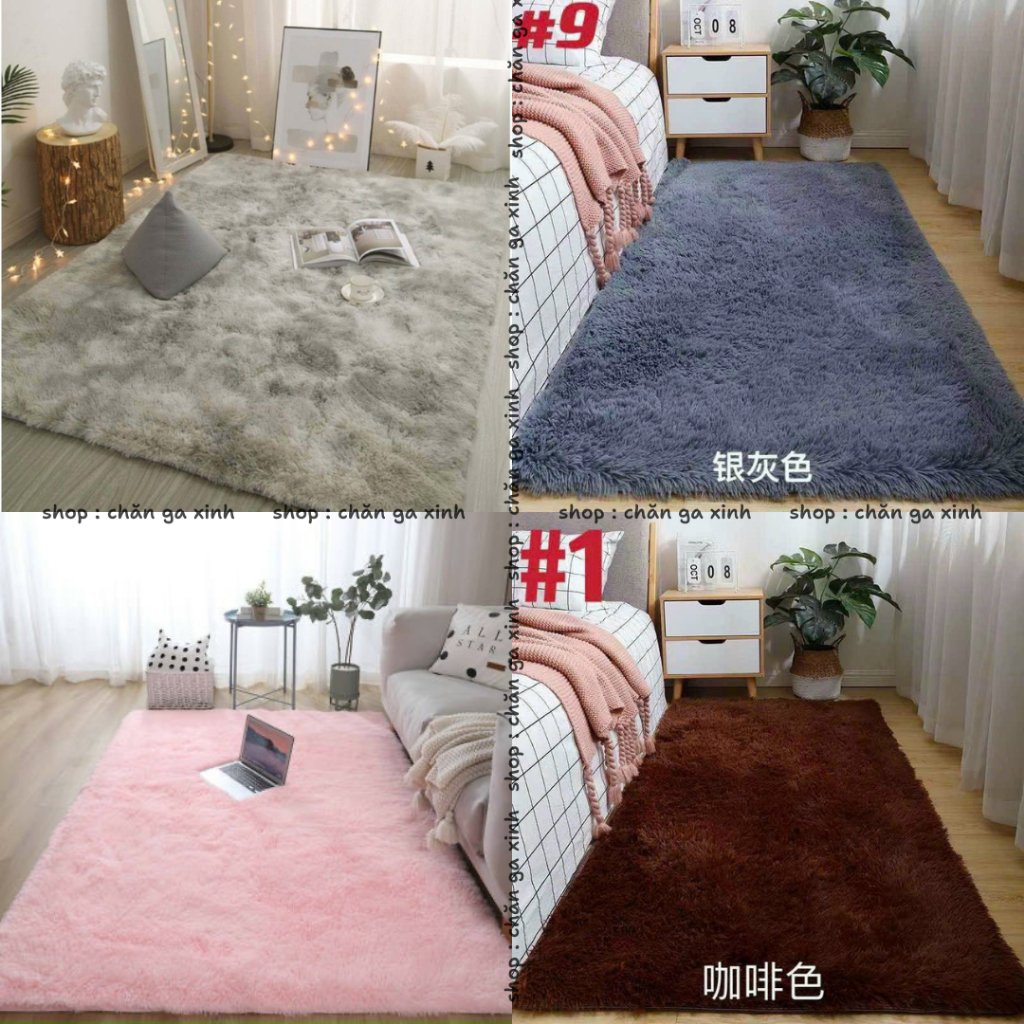 Thảm Lông Loang Trải Sàn hình chữ nhật decor phòng trải phòng ngủ phòn