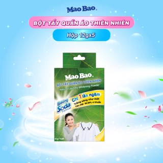 Bột tẩy quần áo thiên nhiên Baking Soda Mao Bao 12g x5 gói tẩy sạch quần áo trắng, chăn ga, trắng sáng, an toàn cho da
