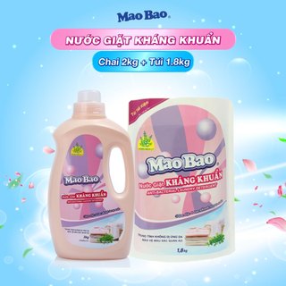[Combo 3.8Kg] Nước giặt kháng khuẩn Mao Bao 1 chai 2Kg + 1 túi 1.8Kg Hương hoa bách lý khử mùi, kháng khuẩn, an toàn da