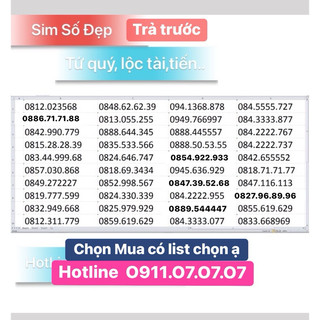 Sim số đẹp Tứ quý giữa, Lộc Tài,Tiến... Hổ trợ đăng kí chính chủ