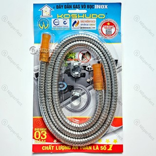 Dây dẫn gas vỏ bọc inox Koshudo 1.5m (zin) - Chất lượng an toàn, siêu bền, chống chuột, công nghệ Hàn Quốc, QUATEST 3