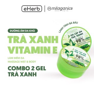 Combo 2 gel dưỡng ẩm body, làm mềm da tinh dầu trà xanh - gel trà xanh phục hồi da MILAGANICS 300ml/ hũ