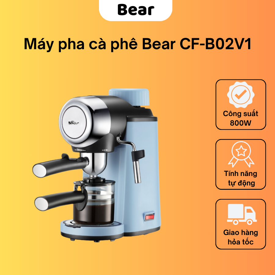 Máy pha cà phê Bear CF-B02V1  tự động pha cà phê, chất liệu inox sang trọng hiện đại