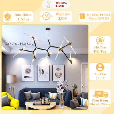 Đèn Chùm Energy Green Lighting Xương Cá 14 Tay - Kiểu Dáng Sang Trọng , Hiện Đại Trang Trí Nhà Cửa Cao Cấp - BH 1 Năm