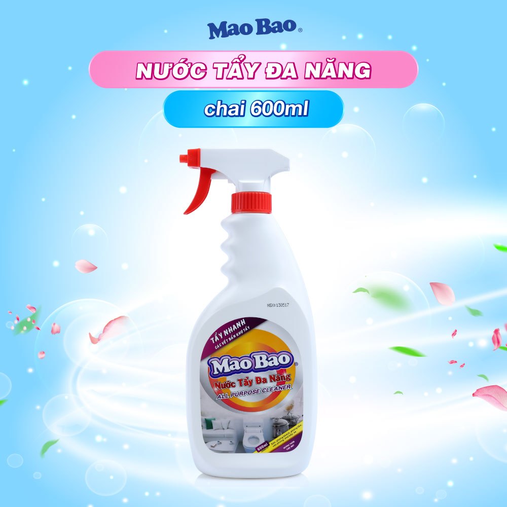 Nước Tẩy Đa Năng Mao Bao 600ml tẩy nhà bếp, tẩy vết ố, tẩy dầu mỡ, gỉ sét trên mặt kính, gạch men, mùi thơm tươi mát