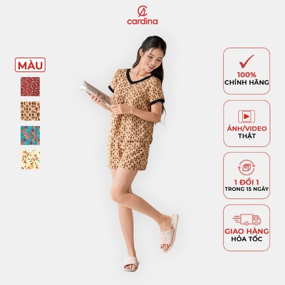 Đồ bộ nữ CARDINA chất liệu lụa hàn châu đùi xếp ly ngực thoáng mát mềm mại trẻ trung 4BSN04