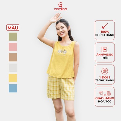 Đồ bộ nữ CARDINA chất liệu đũi bamboo thoáng mát mềm mại kiểu dáng đơn giản, thoải mái 4BDN06