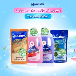 Nước lau sàn Mao Bao 1L hương thơm dịu nhẹ, sạch nhanh sáng bóng, an toàn cho da bé, không gây rít chân