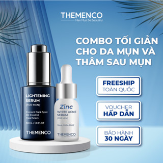 Combo Hỗ Trợ Giảm Mụn Mờ Thâm Dành Cho Nam Giới Themenco Zinc White Acne 10ml và Lightening Serum 30ml