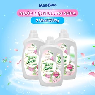  3 chai Nước giặt khử mùi Baking soda Mao Bao 2Kg trắng sáng, ít bọt dễ giặt xả, cho cửa trên và cửa trước