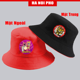 Mũ nón tai bèo Gấu Dâu Đi Báo chất liệu Cotton dáng Hàn Quốc