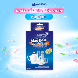 Chất Tẩy Rửa Cốc Chén Mao Bao 15g x4 gói tẩy sạch bóng ố vàng, cặn bẩn, xỉn màu trên ly cốc, an toàn sức khỏe