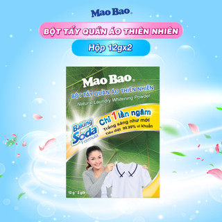 Bột tẩy quần áo thiên nhiên Baking Soda Mao Bao 12g x2 gói tẩy sạch quần áo trắng, chăn ga, không gây kích ứng da