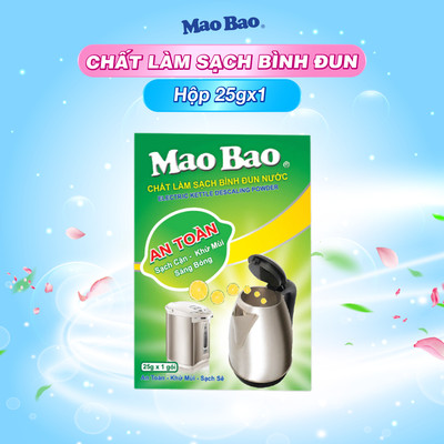 [Date 10.2027] Hộp 1 Gói Bột Tẩy Cặn Bình Đun Nước Mao Bao 25g, Làm Sạch Cặn Canxi, Khử Mùi