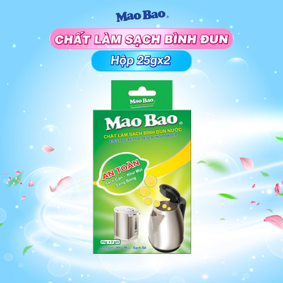 Chất Tẩy Cặn Mao Bao Làm Sạch Bình Đun Nước Tẩy Cặn Canxi, Cặn Bẩn, Khử Mùi Bình Nước, 25g x 2 Gói