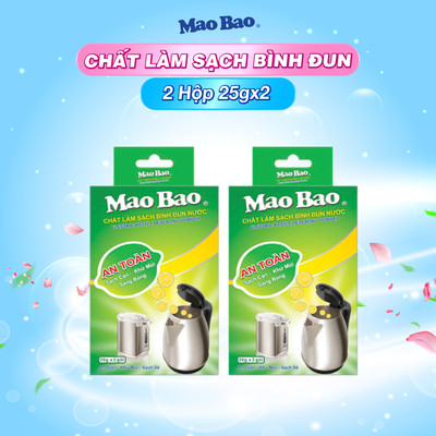 Combo 2 Hộp Bột Tẩy Cặn Bình Đun Nước Mao Bao (4 Gói X 25g) Sạch Các Vết Cặn Canxi