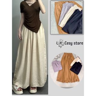 Quần ống rộng giả váy dáng dài Cesy. Quần ống rộng vải đũi 206