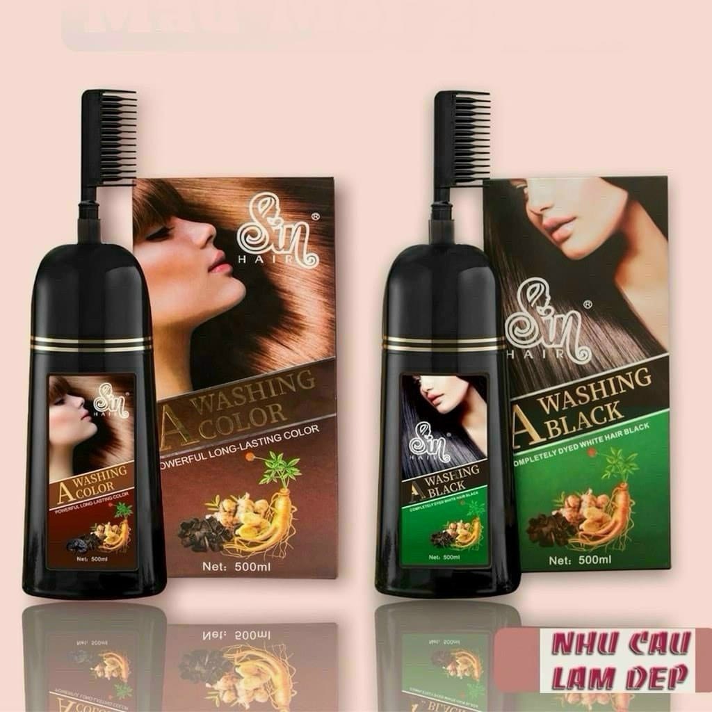 Dầu gội phủ bạc thảo dược Sin Hair chính hãng- Dầu gội đen tóc Sin hair chai 500ml