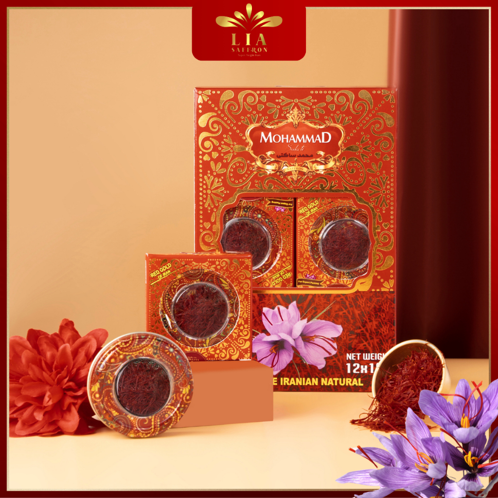 12 hộp (1gr/hộp) Saffron Nhuỵ Hoa Nghệ Tây Super Negin Red Gold Mohammad Iran Loại 1 Chính Hãng [TẶN