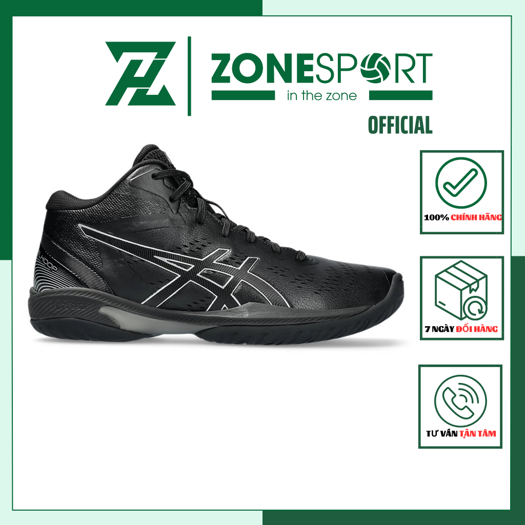 Giày Asics Gel Hoop V16 Đen - Giày Chuyên Bóng Rổ, Bóng Chuyền cải tiến hỗ trợ giảm chấn đàn hồi cao