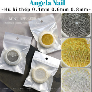 Hũ bi nail thép mini 0.4mm 0.6mm 0.8mm màu bạc màu vàng tròn trang trí móng tay angela nail