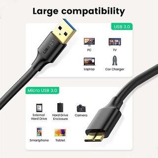 Cap USB to Micro USB B Ugreen 10841 10840 10843 10365 US130 ( USB 5GGbps, đầu Mạ Vàng,HDD 2.5 in)