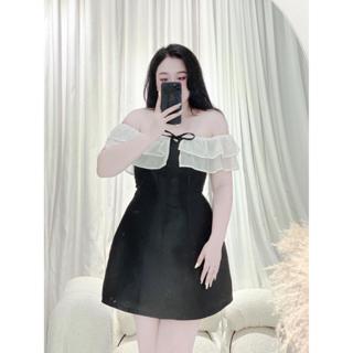  Váy đi tiệc tacta cổ yếm trễ vai phối voan sang chảnh siêu xinh bigsize mã V65 