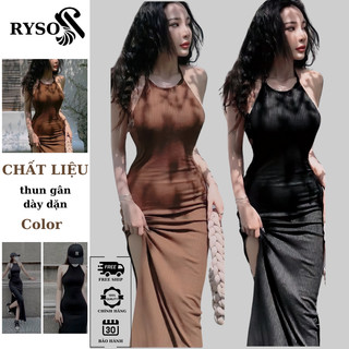 Đầm Maxi cổ yếm hở lưng dáng dài CÓ MÚT, Đầm ba lỗ dáng dài ,Váy Maxi Yếm Tăm Lạnh Đuôi Cá Xẻ Tà RYSO FASHION