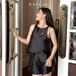 Set KAYLIN áo Croptop cài nơ phối quần short ngắn chất vải Tafta lụa mềm mịn thoáng mát phong cách - N2213