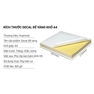 Giấy Decan Đề can A4 đế vàng bóng Thái Lan (Combo Tập 100 tờ)