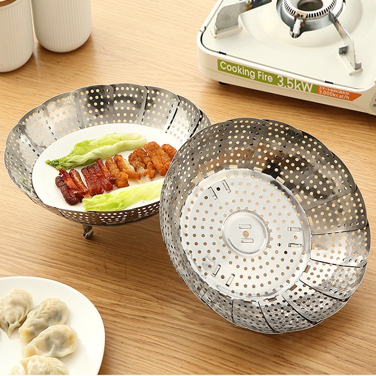 Vỉ Hấp Inox Đa Năng, Vỉ Hấp Xôi, Vỉ Hấp Đồ Ăn, Xửng Hấp Inox 3 Chân,Khay Hấp Điều Chỉnh Độ Mở