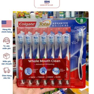 Set 8 bàn chải đánh răng Colgate Total Advanced Whitening Whole Mouth Clean - EDS Hàng Mỹ