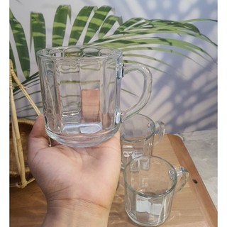 6 Cái Ly Thuỷ Tinh UG 345 295ml Thái Lan, sọc quai cầm chuyên dùng uống trà