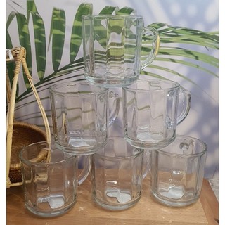6 Cái Ly Thuỷ Tinh UG 345 295ml Thái Lan, sọc quai cầm chuyên dùng uống trà