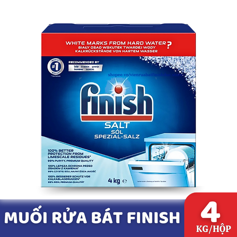 Muối rửa bát Finish 4kg, Muối rửa chén finish, Muối finish cho Máy rửa bát, Muối làm mềm nước Finish
