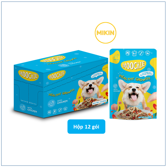 Combo hộp 12 gói pate cho chó Moochie 85g