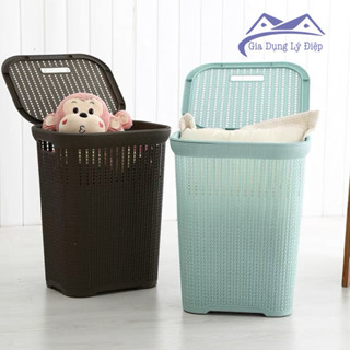 Sọt Nhựa Đựng Quần Áo, Giỏ Đựng Đồ Đa Năng Có Nắp Cao Cấp Phong Cách Hàn Quốc Nhiều Màu
