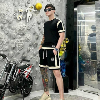 Bộ đồ cộc tay nam mặc mùa hè chất liệu cotton 2 chiều cực mát