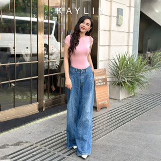 Quần Jean KAYLIN form baggy chất vải denim dầy dặn phong cách retro - N2210