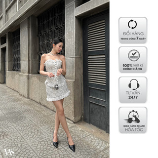 Set chân váy nữ vananhscarlet áo quây dạ tweed s013s24