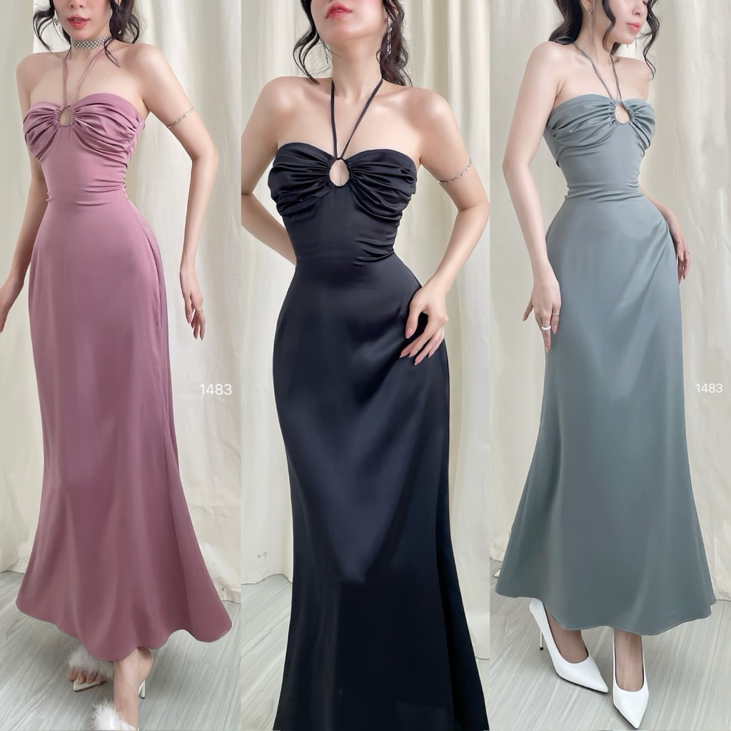 Đầm dự tiệc dáng dài ôm body cúp ngực midi Emilyshop (T)