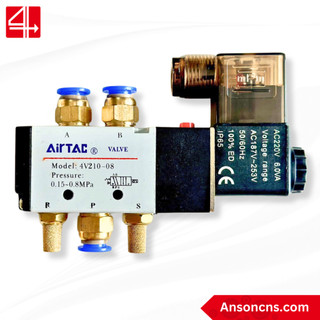 Bộ van điện từ khí nén airtac 4v210-08 - van 5/2 5 cửa 2 vị trí điện 220v, 24v