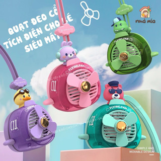 Quạt mini tích điện đeo cổ cho bé siêu dễ thương sạc pin usb hot trend 2025