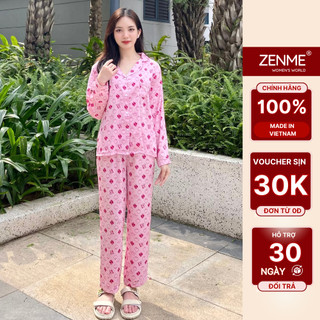 Bộ Đồ Ngủ Pijama Lụa Latin Cao Cấp ZENME Bộ Mặc Nhà Tay Dài Mềm Mịn Dành cho Nữ, Mẹ Bầu