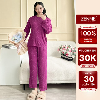 Đồ Bộ Ngủ Mặc Nhà Cổ Tròn Form Rộng Chất Liệu Cotton Thoáng Mát Họa Tiết Xinh Xắn BTD0923, Zen Me Women's World