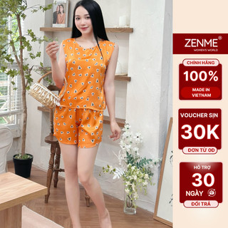 Bộ Đồ Ngủ Nữ Sát Nách Ba Lỗ Mặc Nhà Lụa Cao Cấp Mùa Hè Mềm Mịn Thoáng Mát Thông Hơi ZENME BSN0723