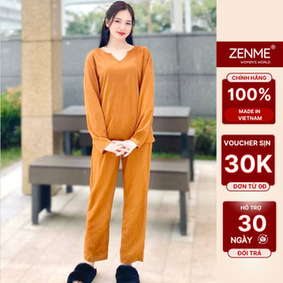 Đồ Bộ Ngủ Mặc Nhà Cổ Xẻ Form Rộng Chất Liệu Cotton Đũi Thoáng Mát BDX1223, Zen Me Women's World