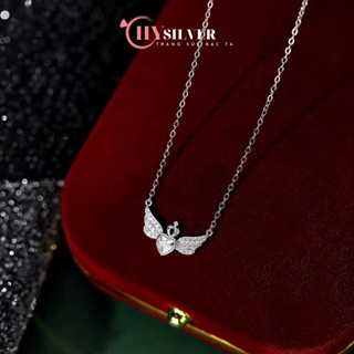  Dây chuyền bạc nữ CHY SILVER mặt đá cánh thiên thần nhỏ xinh bạc thật 