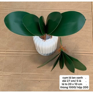 Lá giả - cụm lá lan giả - cụm lá lan diệp giả cao cấp, cụm dài 26cm, lá to 20cm, lá nhỏ 12- 13cm lá không bị dính.