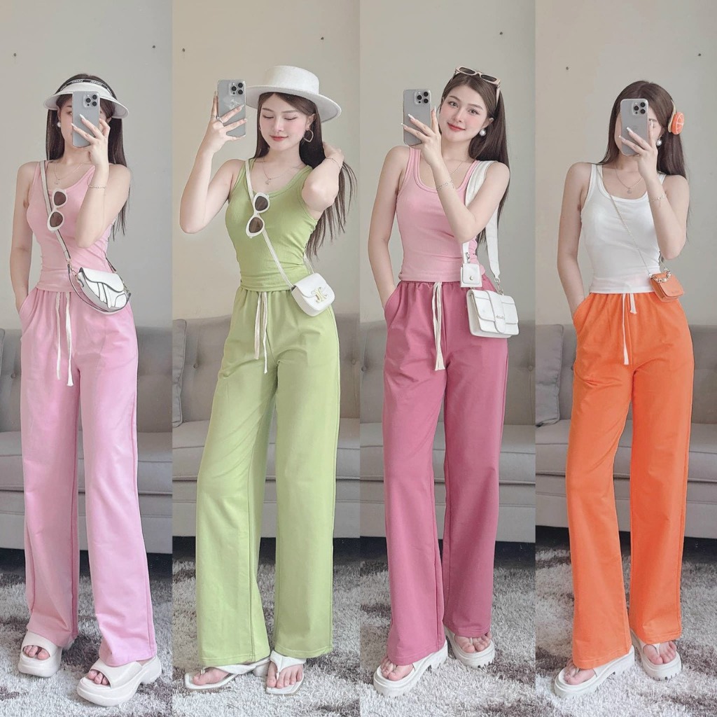 sét thể thao nữ áo 3 lỗ borip phối quần dài kaki Sam Closet Phù Hợp Để Tới Công Sở, Đi Làm Hoặc Đi Chơi.